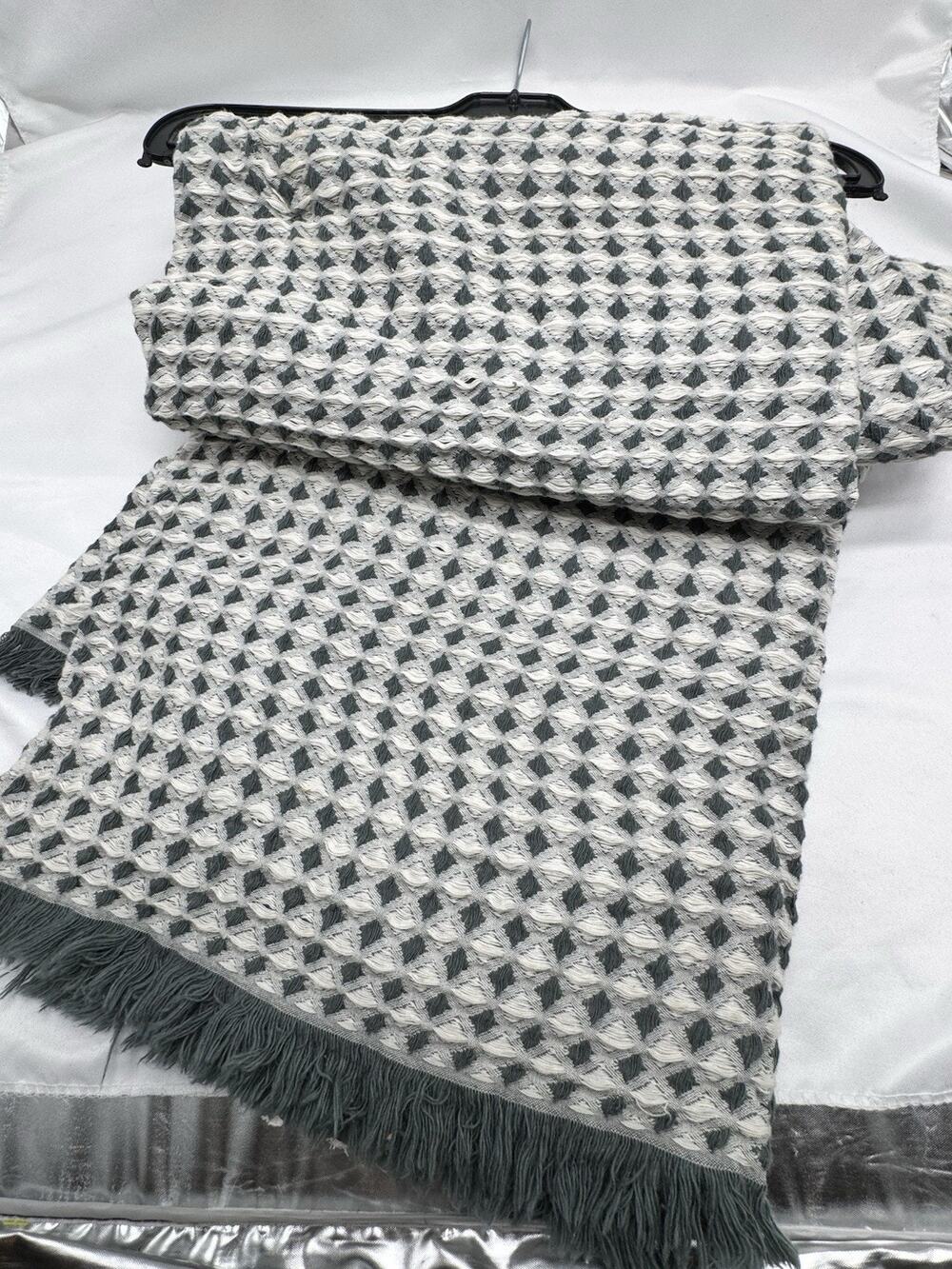 Antonio Salgado Cotton Throw Blanket 50 X 67 Cream Green NWT Cottagecore